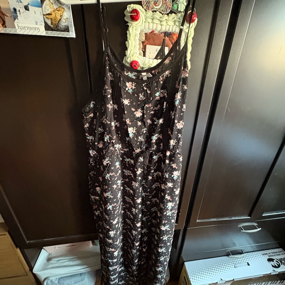 Xhilaration Black Floral Jumpsuit